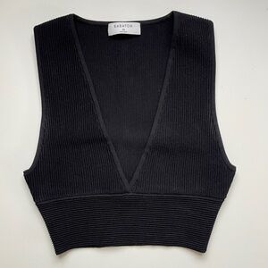 Babaton Sculpt Knit Deep V Tank Black Size XS